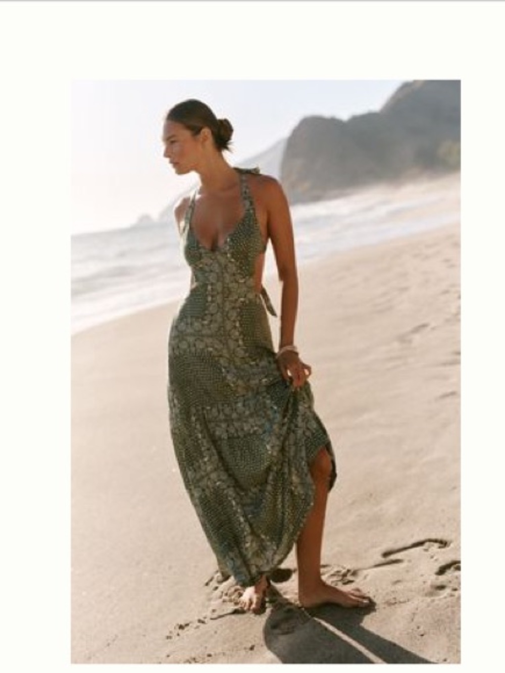 Celandine cutout Olive Green Maxi Dress with Side Cutouts XXS